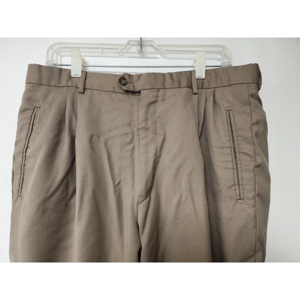 Lanificio Gallo & Figli Mens Super 100'sPleated Front Khaki Dress Pants  36 x 28